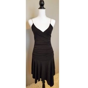 F21 Black, Asymmetrical, Rhinestone-Strap Dress